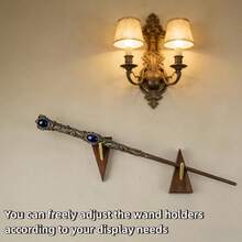 Wall Mount Wizard Wand Display Rack, Wooden Triangle Magic Wand Holder Hook, Magic Wand Bracket For Home Office Decor, Brass Hanger, Also Suitable For Hanging Clothes And Belts - Redwood - View 2