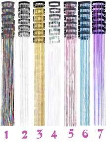 12pcs Women's Hair Accessories Dark Purple Laser Glitter Hair Clips Decorative Hair Accessories, Suitable For Party Music Festivals, Cosplay, Daily - Multicolor - View 2