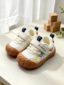 1 Pair Baby Mesh PU Hook & Loop Non-Slip Flat Fashion Casual Sports Shoes, Suitable For All Seasons - Beige - View 3