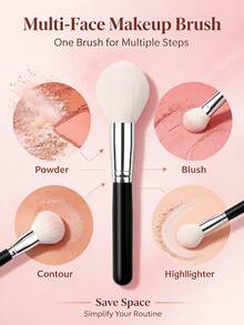 1Piece Professional Powder Brush Large Soft Dense Bristle Blush Brush Blending Cosmetic Makeup Brushes Tool For Beauty Gift - Black - View 4