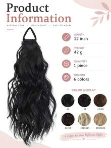 12 Inch Korean Style Loose Layered Wavy Wig With Elastic Headband, Can Tie Low Ponytail, Suitable For Women's Daily Wear - Multicolor - View 4
