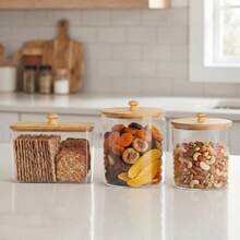 Laundry Pods Storage Set, Clear Plastic Jars With Bamboo Lids, Dryer Sheet Holder For Laundry Room And Kitchen Countertop - Clear - View 7