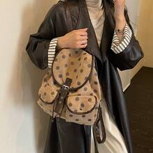 Fashionable Polka Dot Contrasting Color Girl's Backpack New Large Capacity Lightweight Versatile Lazy Style Retro Commuting Bag - Multicolor - View 5