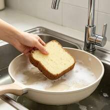 2 Pieces Toasting Bread-Shaped Cleaning Sponge, Available In Two Colors. This Multi-Functional All-Purpose Scrubbing Pad Is Suitable For Household Cleaning. The Super Absorbent Ergonomic Design Makes It Ideal For Kitchen Use As A Draining Sponge. - A - View 3