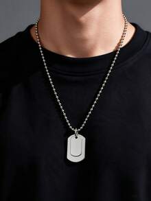 1pc Hip Hop Fashion Double Layer Stainless Steel Dog Tag Pendant Necklace, Men's Daily Accessory - Double-layer Military Dog Tag - View 2