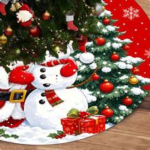 1/100Pcs Red Christmas Tree Skirt, Featuring Santa Claus, Christmas Tree And Snowman Patterns, Round Tree Base Decoration, Suitable For Winter Party And Home Holiday Decor (60/90cm Diameter Christmas Tree), Christmas Decoration - Multicolor - View 9