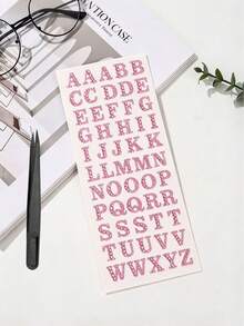 1pc Silver Rhinestone English Letter Decorative Stickers, Colorful English Letter Diamond 3D Stickers, Full Set Of 26 Hollow Rhinestone Letters With Tweezers, Self-Adhesive Backing, Phone Decoration Stickers, Laptop Decoration Stickers, Compatible With Phone Cases, Earphone Boxes, Tablets, Laptops, Headphone Shell Decoration Stickers - Letter Design - View 10