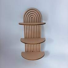 3-Tier Arched Floating Wall Shelf With Grooved Texture, Wall-Mounted Display Rack For Home Decor - Wood Color - View 6