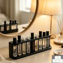 Portable Perfume Sample Bottle Display Rack + 5 Glue Dots, 9-Hole (1.2cm Diameter) Travel Spray Bottle Storage Box, Minimalist Essential Oil Test Tube Storage Rack, Suitable For Vanity Bathroom Countertop Decoration - Multicolor - View 1