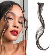 Women's Dragon Beard Bangs Hair Extension, French Middle Part Frontal Hair Piece, Natural Face-Framing Eight-Shaped Curtain Bangs With BB Clips Hair Accessory - Black - View 24
