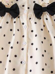 Elegant Polka Dot Apricot Dress For Girls, Spring And Autumn - Apricot - View 8