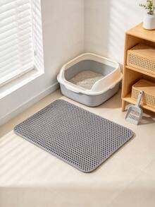 [Cat]Cat Litter Mat, Anti-Tracking Cat Litter Mat, Double Layer Cat Litter Mat, Cat Litter Filtering Mat, Pet Cat Litter Anti-Splash Mat - Grey - View 4