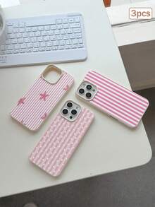 3件組條紋海星圖案時尚手機殼，適用於 iPhone 16/17/16 Pro/16 Plus/16 Pro Max，生日禮物/週年禮物 - 彩色 - 查看 2