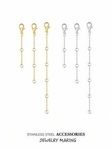 3pcs Gold Stainless Steel Necklace Extender Chain, Extension Chain Tail Chain, Suitable For Bracelet Anklet, Stainless Steel Chain Extender, Jewelry Making Accessories - Multiple Styles - View 10