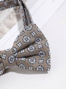 1 chiếc nơ cài cổ nam màu kaki họa tiết hình học vintage thắt sẵn, phong cách lịch sự cho đám cưới và công sở - Nhiều màu - Xem 3