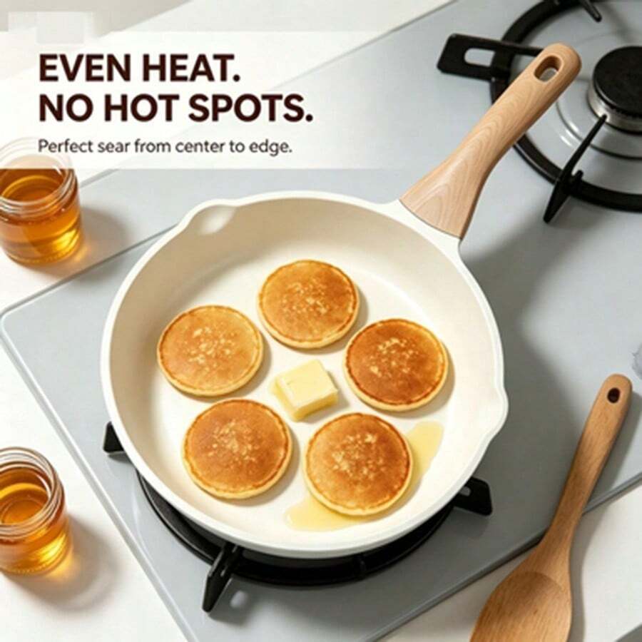 Creamy White Frying Pan, Suitable For Frying & Simmering, Can Heat Milk & Melt Chocolate