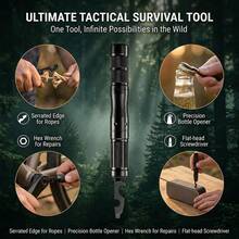 9-In-1 Tactical Pen, Men's Gift For Dad, Cool Men's Gadget, Screwdriver Multi-Tool, Compass, Bottle Opener, Whistle, Ink Refill - Black - View 8