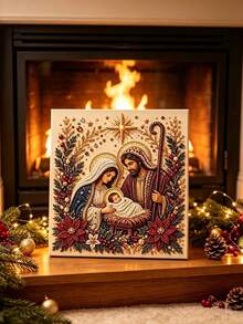 1pc 5D Irregular Pearl Diamond Painting, Holy Family Birth, Frameless DIY Diamond Art, Christmas Religious Home Wall Decor Handmade Painting Set, Colorful Set, Christmas Decoration Ornament - Multiple Styles - View 11