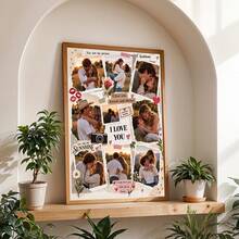 1pc Personalized Couple Photo Collage Customized Wall Art, Custom Love Custom Poster, Anniversary Gift, Romantic Bedroom Decor,Pictures Custom Photo, Customizable Things, A Gift For A Friend, Optional Frame - Multicolor - View 10
