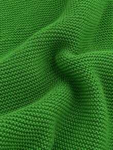 Plus Size Women's Green Cardigan, Long Sleeve Knit Fabric, Dropped Shoulder Design, Regular Length, Fashion Ribbed Knit - Green - View 7
