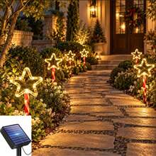 Fun Solar Powered Candy Cane Stake Light, Twinkling Starlight LED, Outdoor Landscape Lighting, Waterproof, Suitable For Christmas Yard Decoration And Winter Night Scene - Star - View 8