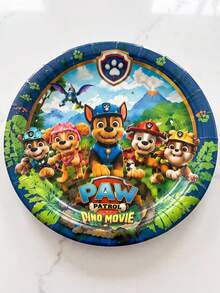 10Pcs New Arrival Dino Paw Patrol Themed Tableware Set, Cartoon Print Dinner Plates & Cups For Birthday, Holiday, Festival Party Supply - Multicolor - View 4