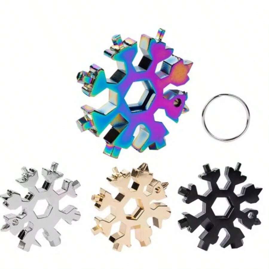 Christmas Snowflake Pendant, Portable 18-In-1 Universal Tool Card Hex/Octagon Screwdriver, Outdoor Multi-Use Hex Snowflake Wrench, Christmas Small Gift, Christmas Gift, Snowflake Bottle Opener - Multicolor - View 1