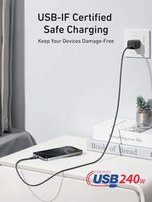 1 buah, Kabel Pengisian Daya Ultra Cepat 240W Ramah Kulit dengan Jalinan, Kabel Pengisian Daya Tipe-C ke Tipe-C, Kompatibel dengan iPhone 18/17/16 Pro Max/15 Pro/Pro, Kompatibel dengan Seri , Cocok untuk Berbagai Perangkat seperti Ponsel/Tablet/Laptop/Headphone, Kabel Pengisian Daya Ponsel Portabel - MultiWarna - View 2