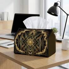 1pc Artistic Decorative Geometric Tissue Box | Multi-Functional Napkin Dispenser, Available In 2 Sizes, Perfect For Home, Party And Car Decor, Sunburst Arch Design - Decorative Tissue Box For Living Room And Bedside Table - A - View 3
