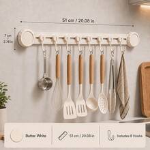 Suction Cup Kitchen Hook, Sliding Wall-Mounted Storage Rack, Drill-Free Hanging Organizer, Suitable For Spatulas, Spoons, Utensils Storage - View 8