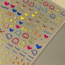 1 buah Stiker Seni Kuku Ekspresi Lucu, Stiker Timbul 3D Gambar Beruang Menggemaskan Berkualitas Tinggi - MultiWarna - View 7