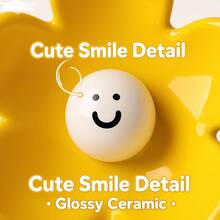 1pc Cute Smiling Face Ceramic Vase Decor, High-End Living Room Flower Arrangement, Entryway Home Decoration, Niche Desktop Ornament, Suitable For Home Decor And Tabletop Decoration - Sunflower - View 4