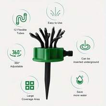 1pc Garden Irrigation Sprinkler, 360° Multi-Function Multi-Head Watering Device For Lawn And Plants, Gardening Irrigation Tool, Shower Head Sprayer - 12-head - View 9