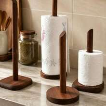 1PC Solid Wood No-Drill Kitchen Paper Towel Holder, Wooden Kitchen Storage Rack, Kitc - Multicolor - View 3