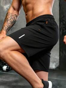 Men's Sports Shorts Suitable For Spring, Summer, Autumn Wear Running, Fitness, Sports Black - Black - View 3