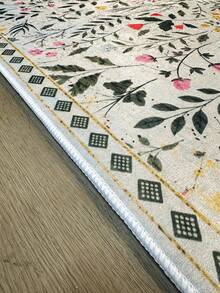 Pinkie Home - 1pc Vintage Floral Print Living Room Rug Area Rug/Carpet/Bath Mat, Suitable For Bathroom, Kitchen, Entryway, Hallway, Bedside, Living Room, Bedroom, Machine Washable Rug, Home Decor - Light Grey - View 5