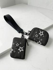 1 قطعة محفظة عملات معدنية مع معصم بطبعة نجمة الخفاش 2 في 1، حقيبة مفاتيح وسماعات أذن، حامل أحمر شفاه وبطاقات، لتخزين جميع العناصر الصغيرة المتنوعة في مكان واحد - متعدد الألوان - مشاهدة 10