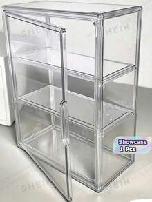 1 pieza Estuche de exhibición transparente de 3 niveles, estructura de acrílico, sin necesidad de ensamblaje, caja de exhibición transparente moderna, adecuada para tienda, hogar, oficina, almacenamiento de coleccionables, estante de almacenamiento que ahorra espacio, decoración minimalista - 36*27*14 cm / 14,17*10,63*5,51 pulgadas - Ver 7