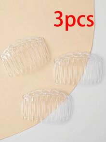 3/6pcs Vintage Woven 11-Tooth Deep Brown Plastic Hair Comb, Eight-Shaped Side Comb - Multicolor - View 16