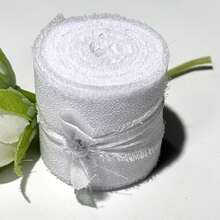 1/4 Rolls Handmade Chiffon Silk Fringe Ribbon White Frayed Edge Sheer Ribbon 1.5 Inch X 16.4 Feet For Wedding Invitations Bridal Bouquets Gift Wrapping DIY Crafts Valentine's Day Holiday Party Decorations - Multicolor - View 11