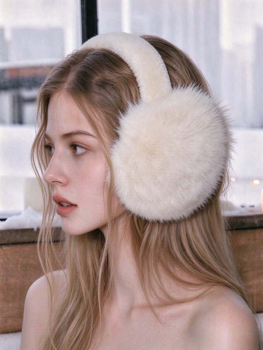 1 buah Penutup Telinga Lipat Bulu Imitasi Wanita, Penutup Telinga Hangat Musim Dingin Lembut dan Mewah, Pelindung Telinga Portabel Gaya Ikat Kepala untuk Cuaca Dingin - MultiWarna - View 1