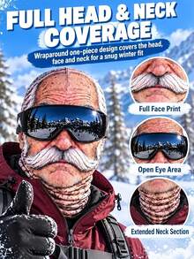 1pc Elderly Ski Mask, Fun Face Shape Mask, Winter Facial Protection Mask, With Neck Coverage Function, Suitable For Outdoor Parties And Gift Purposes. - Multicolor - View 3