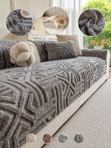 1PC Bohemian Style 3D Three-Dimensional Jacquard Sofa Cushion, Geometric Pattern Shu Mian Rong Autumn/Winter New Seat Pad, Anti-Slip Pet Anti-Dirt Anti-Dust Durable Machine Washable Sofa Protector Cover - Multicolor - View 10