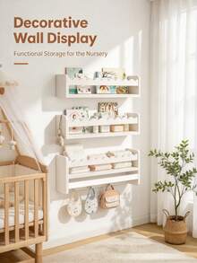 1/3pcs Wave Edge Storage Shelf, Nursery Floating Bookshelf, Multi-Tier ...