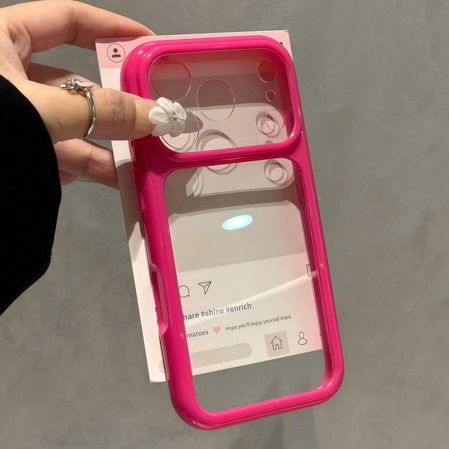 CteGlodrix Couple Style Quick Transformation 18-Grid Crystal Clear Soft Edge Hard Back Phone Case, Compatible With IPhone 18 Pro Max/17 Pro/16 Plus/15/14/13/12/11 Series, 2-In-1 Anti-Slip Protective Shell - Cherry Red - View 1
