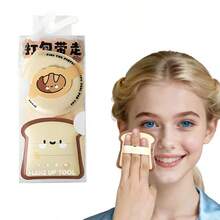 1pc Random Style Cotton Candy Powder Puff, Cartoon Bread Shaped, Dry & Wet Dual-Use Cushion Powder Puff, Non-Absorbent, Soft & Adherent, Even Makeup Application, Practical Makeup Tool - Multicolor - View 2