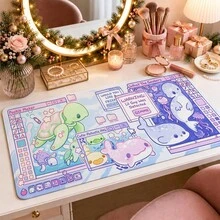 1pc Cute Kawaii Sea Creature Game UI Print Desk Mat, Decorative Makeup Mat, Nail Art Table Pad, Non-Slip Large Table Protector For Bedroom Vanity S/M/L/XL - View 4