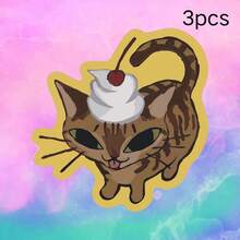Cream Cherry Tabby Cat Cute Stickers, Dessert-Style Adorable Pet Decorative Stickers, Waterproof Vinyl Stickers - Durable Matte Surface, Self-Adhesive Bumper Stickers, Suitable For Cars, Windows, Laptops, Trucks, Water Bottles - Multi-Purpose Durable Design, Car Stickers - one-size - View 10