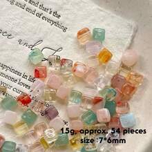 15g, 8mm/12mm Charm Gradient Acrylic Random Color Asymmetrical Beads, DIY Sweater Chain, Phone Chain, Flower Arrangement, Pet Crystal, Necklace Loose Beads Material, Suitable For Daily And Holiday Gifts - Multicolor - View 9