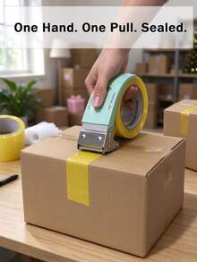 1pc Packing Tape Dispenser Set, Handheld Tape Dispenser With Metal Cutter, Carton Sealing Tool, Suitable For Home Moving, Warehouse, Office And Express Packaging - Green - View 11